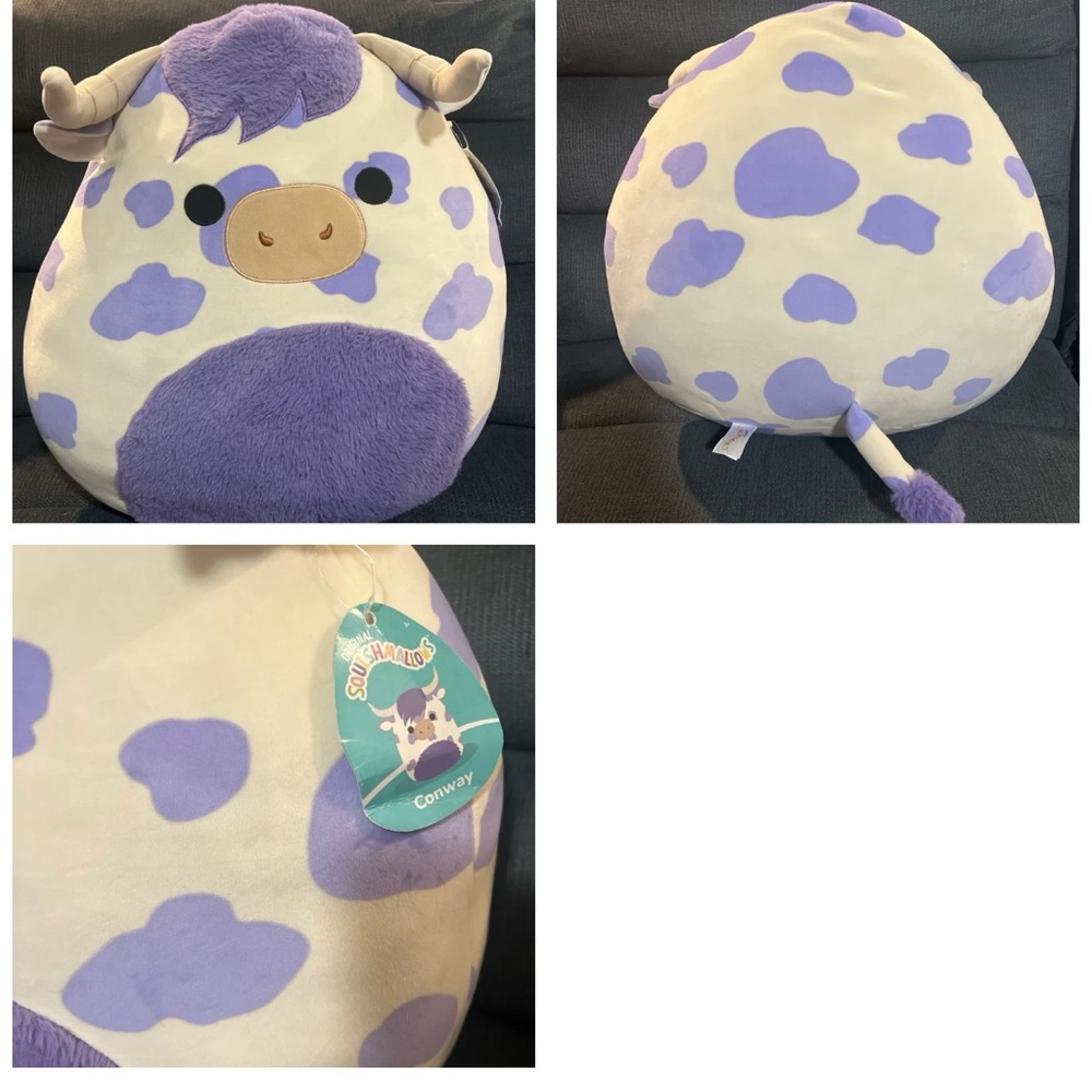 Squishmallows 16 Conway the Purple Spotted Highland Cow Plush Toy